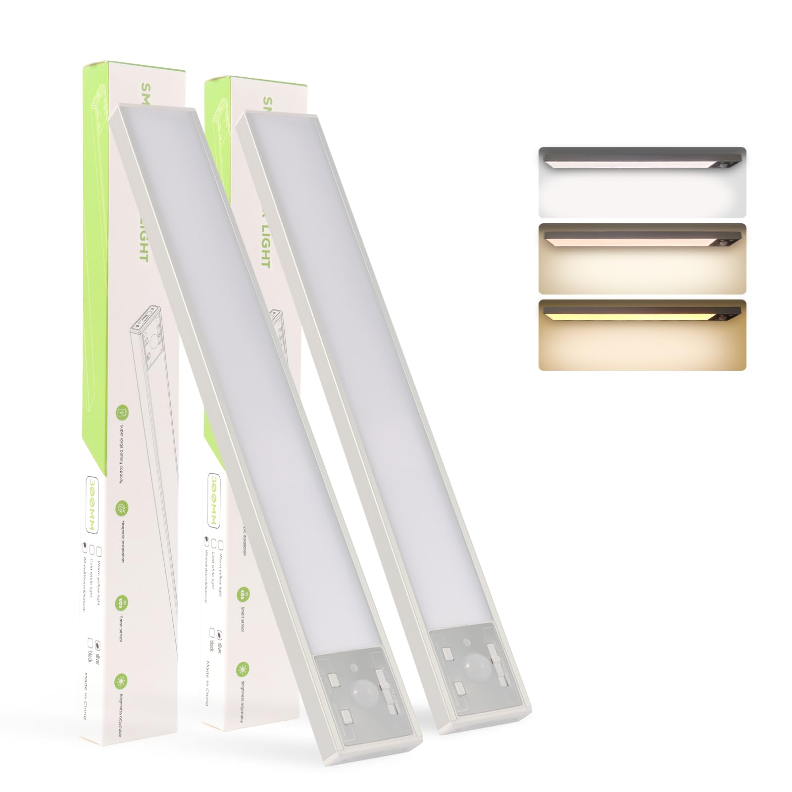 Portable Rechargeable Wireless Cabinet Light – Smart Motion Sensor LED, 3 Color Temperatures, Magnetic Mount, 120° Detection, 30-60 Day Battery