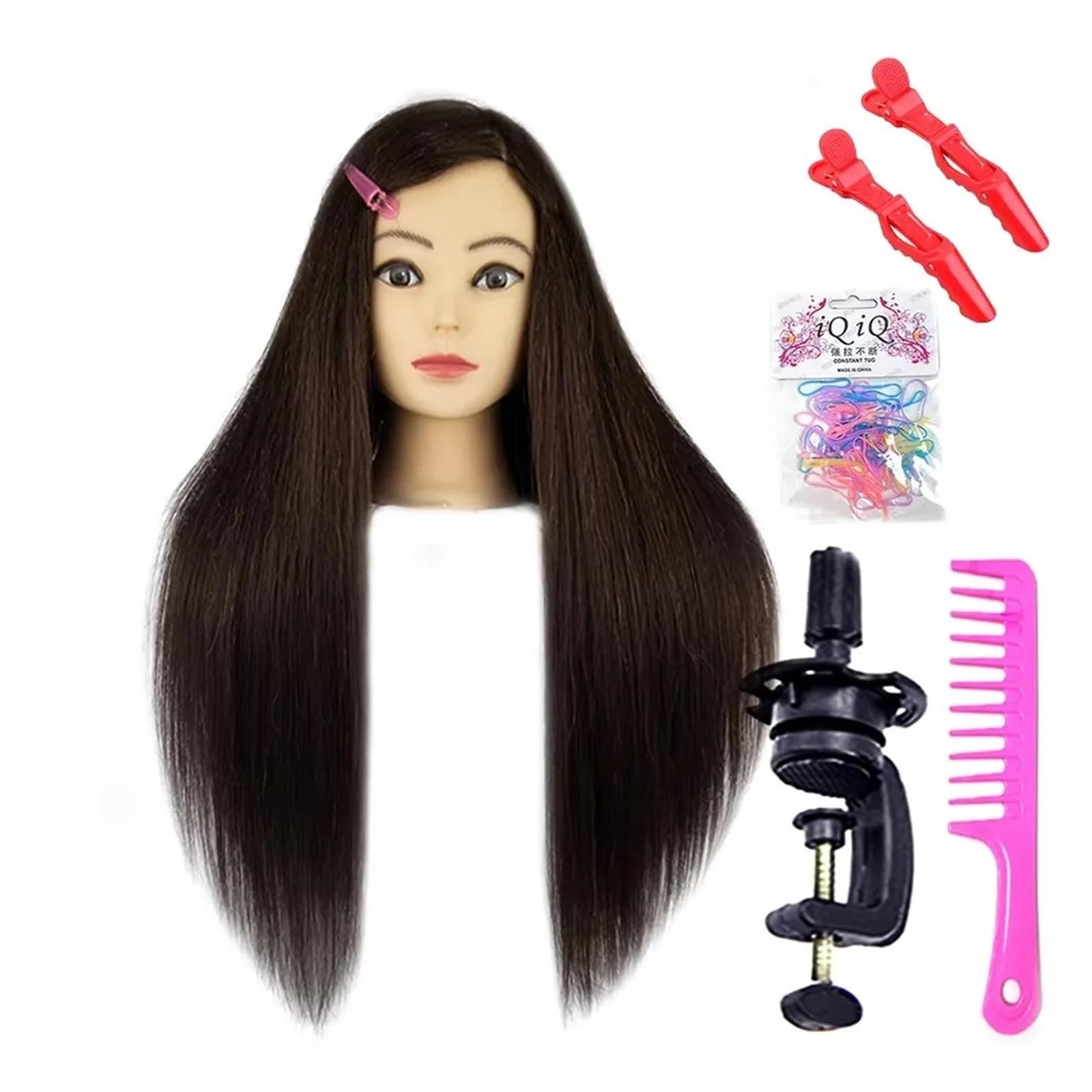 26 Inch Long Mannequin Head With 85%Real Human Hair,Training With , Doll For Styling,Cosmetology Manikin