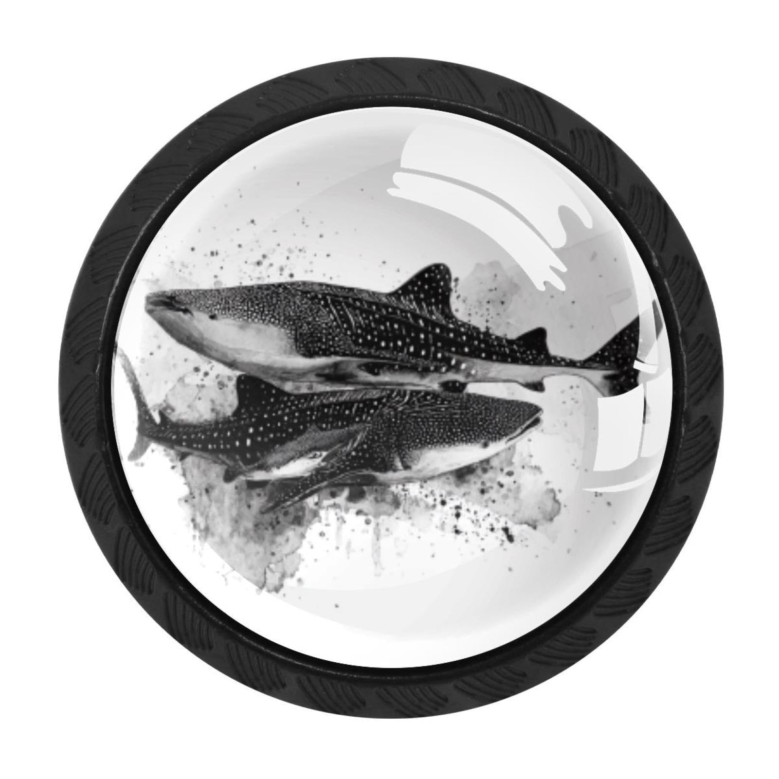 CHENZZZZ Sea Animals Whale Sharks (5) Drawer Knobs Pull Handle Crystal Glass Circle Shape Cabinet Drawer Pulls Cupboard Knobs with Screws for Kitchen Cupboard Dresser Wardrobe etc