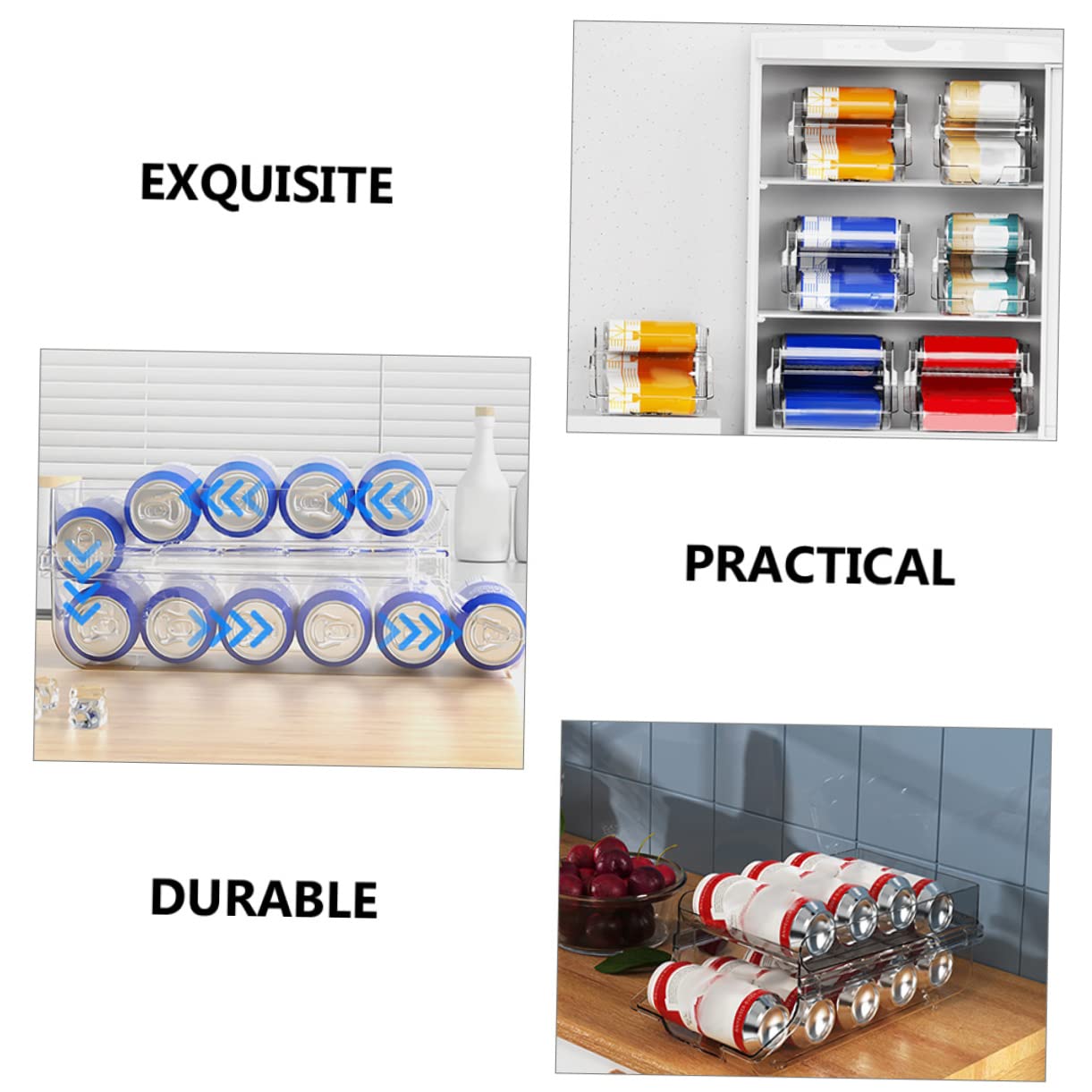 Organizador de Latas de Doble Capa Transparente de Plástico 1 Pieza | Dispensador Automático Ruedas, para Bebidas Enlatadas, Uso en Despensa y Nevera, Apto para Dormitorio y Rv