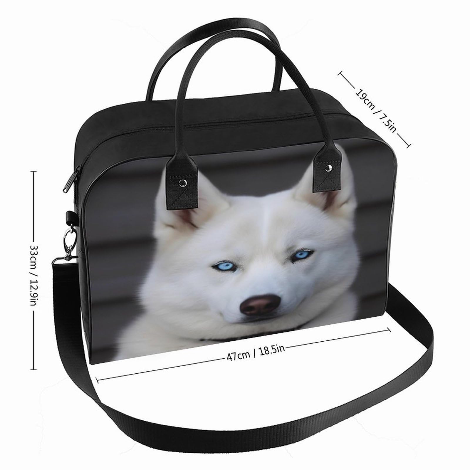 Blue Eyed White Husky Laptop Tote Bag Casual Travel Handbag Multi Pocket Shoulder Bags for Work Travel