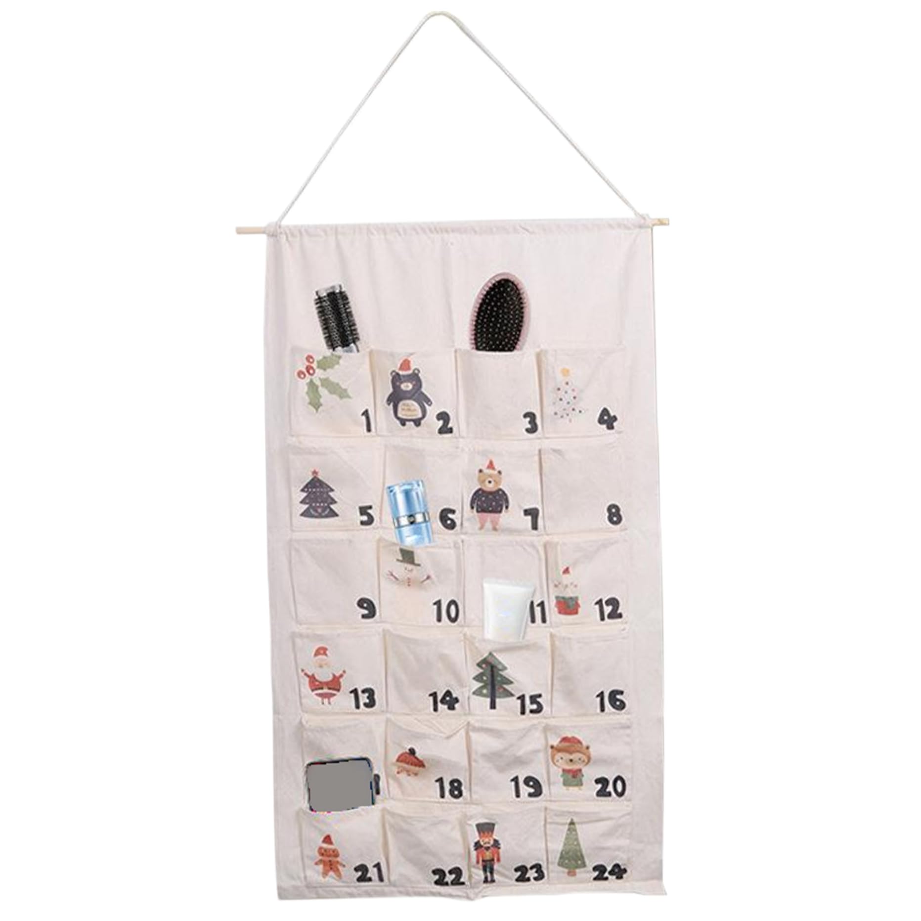 Gcroet Calendario dell'Avvento sospeso con 24 Tasche Calendario Avvento di Natale Organizzatore Portable Down -Portable per Decorazioni di Natale per Porte o pareti