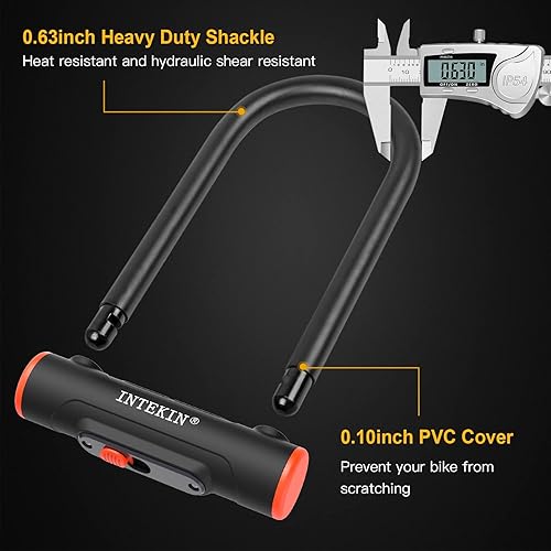 Miniatura 2 de INTEKIN Bike U Lock Heavy Duty Bike Lock Bicycle Lock 16mm U Lock for Bicycle Heavy Duty U Lock with 3 Keys for Road Bikes Mountain Bikes