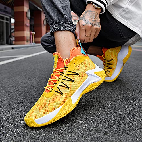 GenericHot Trendy Basketball Shoes Men Sneakers Streetwear Basketball Culture Sports Shoes Men Competition Athletic Shoes (Yellow L098, 44)
