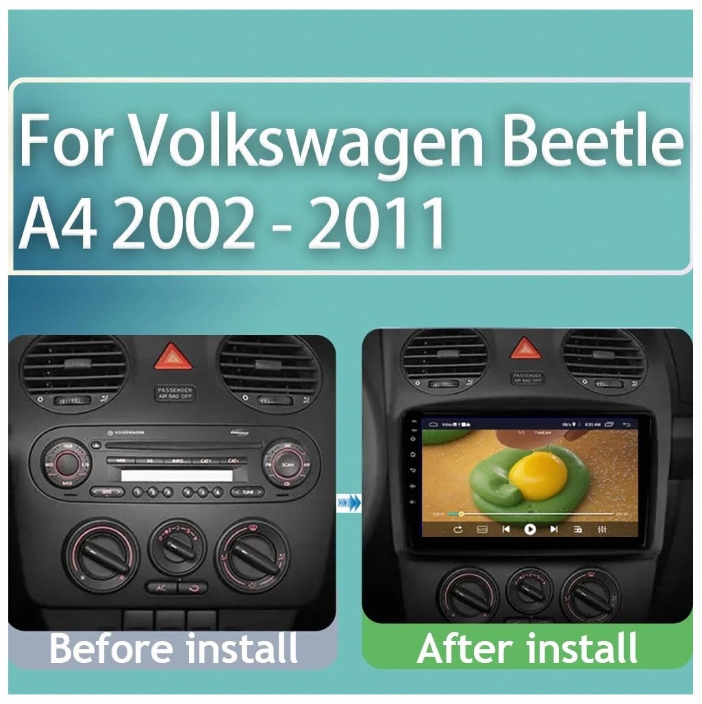 Radio Macchina Touch Screen per Volkswagen Beetle A4 2002-2011 Wireless Carplay Android Auto Stereo Auto Bluetooth Ips con Pantalla Táctil con Gps, 4 Nucleo 1G+32G