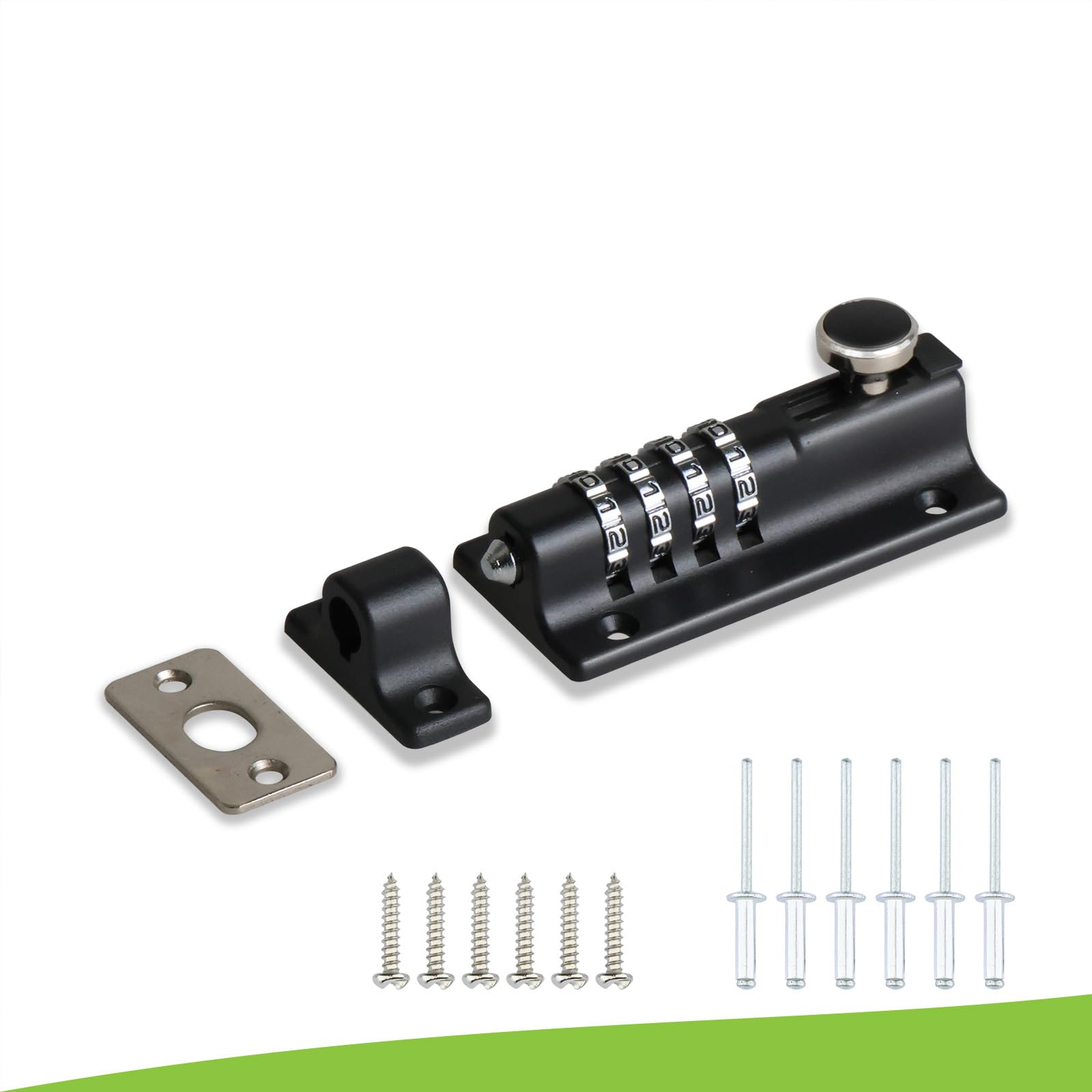 Cerradura de perno deslizante de combinación de 4 dígitos de aleación de zinc resistente para equipos de postes Chargine, puertas de gabinete, cobertizos, ventanas, puertas, graneros, vallas de