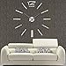 FAS1 Moderne DIY Große Wanduhr Big Armbanduhr Aufkleber 3D Aufkleber Spiegel Effekt Acryl Wanduhr Home Office Abnehmbarer Dekoration (Akku Nicht Enthalten) Silber