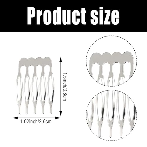 Miniatura 2 de 20 peines pequeños de metal pequeños para mujeres y niñas, peines deslizantes de alambre en blanco liso para clips de torsión y manualidades