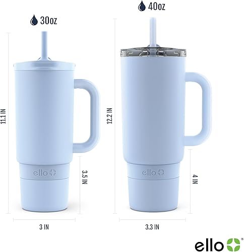 Miniatura 4 de Ello Port - Vaso de 30 oz con asa de transporte y asa integrada, botella de agua reutilizable de acero inoxidable con aislamiento al vacío, taza de