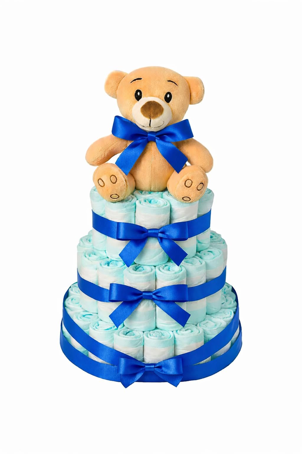 Tarta de pañales osito primavera (Talla 2 (3-6 kg)) by MomentosGourmet. Regalo para bebé muy práctico. Cesta Canastilla recién nacido. Diaper Cake