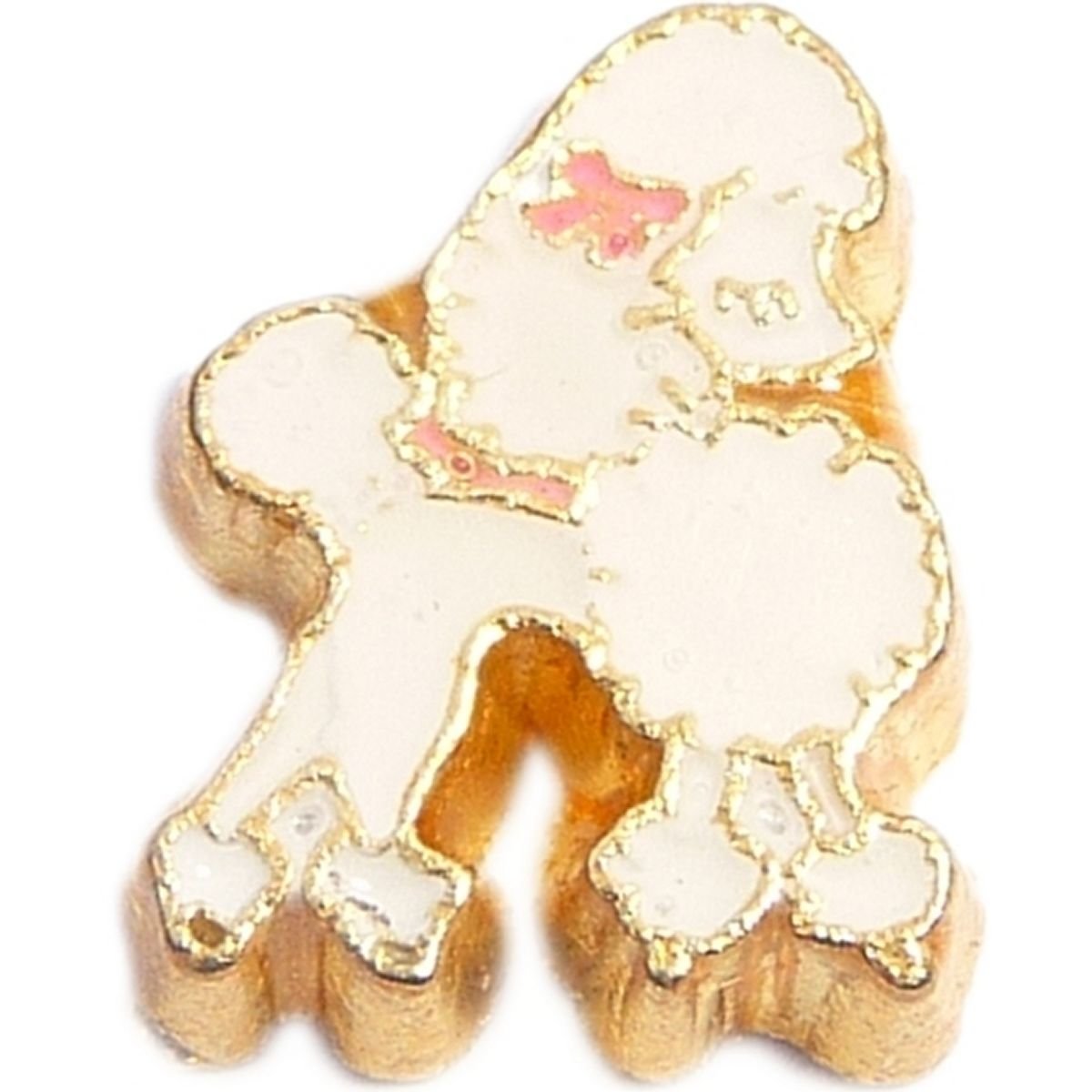 White Poodle Floating Locket Charm
