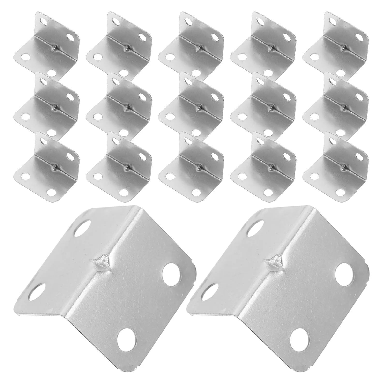 Cidegoo One Color Corner Code 100Pcs Furniture Corner Brackets Metal L Shape Angle Braces Nickel Plated Fixation Brackets Wood Right Angle Supports Shelf
