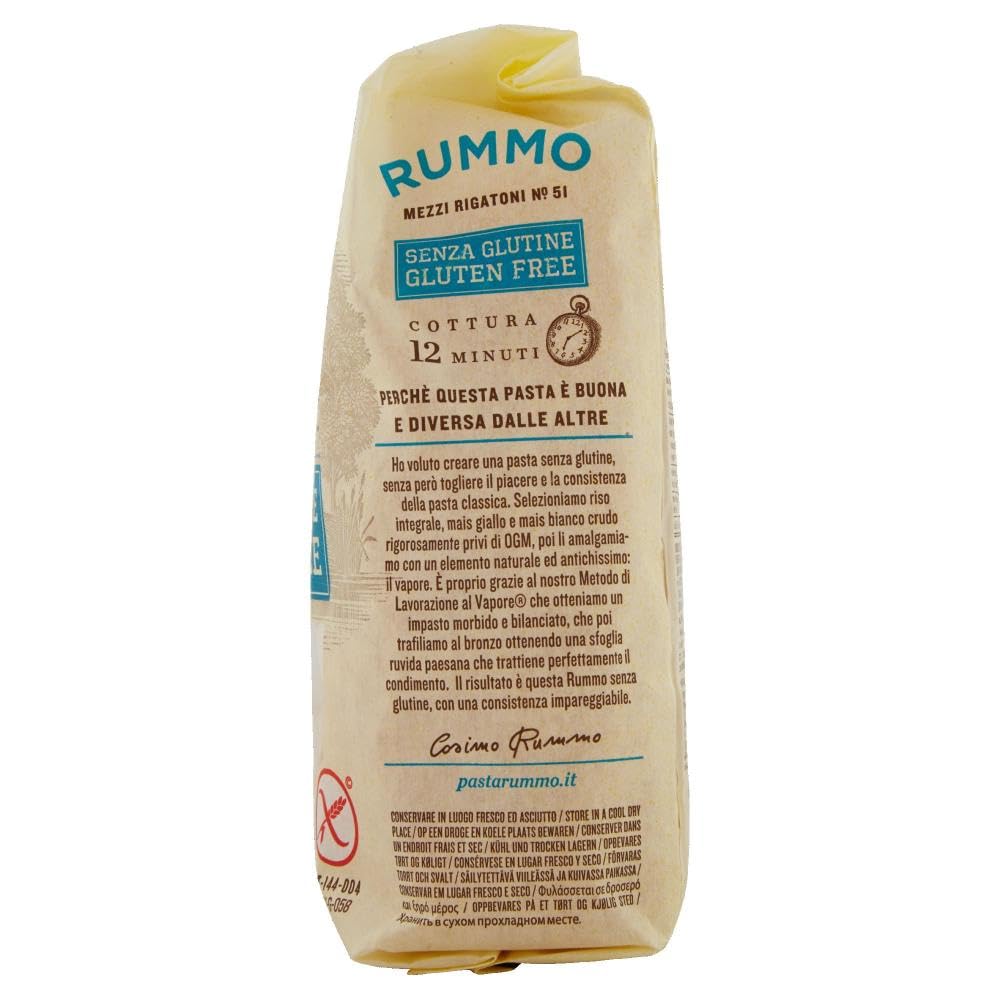 Rummo Glutenfreie Pasta Mezzi Rigatoni,Nudeln Senza Glutine 36 x 400g + Beni Culinari Kostenloser Schlüsselanhänger