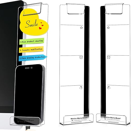Tablero de notas para monitor de computadora, monitor multifuncional, panel lateral, estante de almacenamiento de notas adhesivas, con soporte para