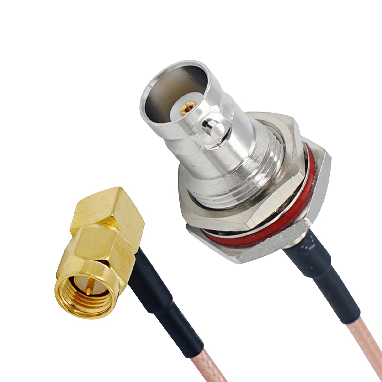 Conector Cabo Coaxial URCIA NOW - BNC Fêmea Para SMA Macho 90° | RG316 50 Ohm 30cm