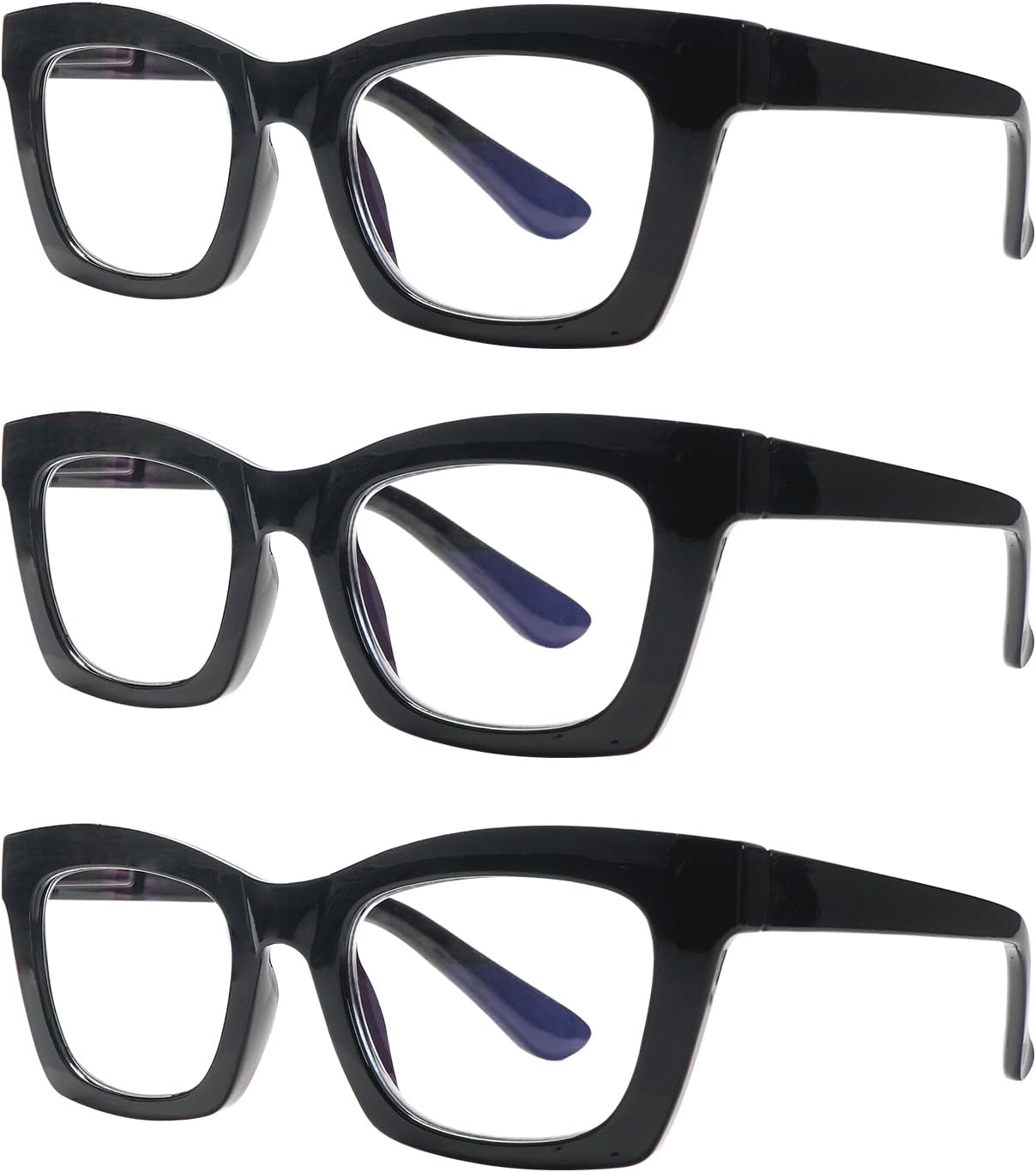 SIGVAN 6 Pack Oprah Style Reading Glasses Blue Light Blocking Square Computer Spring Hinge Readers for Women Men