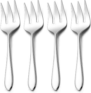 E-far 4-Piece Stainless Steel Serving Forks Set - Durable, Dishwasher Safe for Buffets, Parties, Catering & Meat Serving
