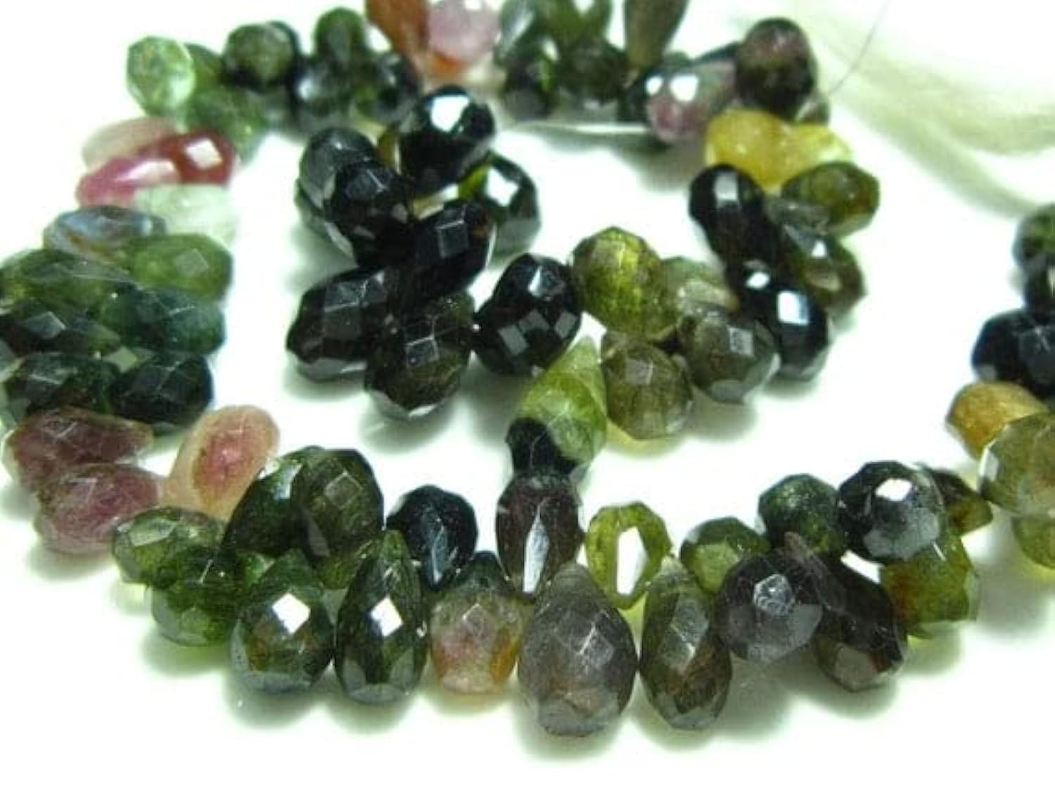 Tourmaline verte perles larmes facettées 5x7-6x10mm pour fil de minéraux et bijoux artisanaux