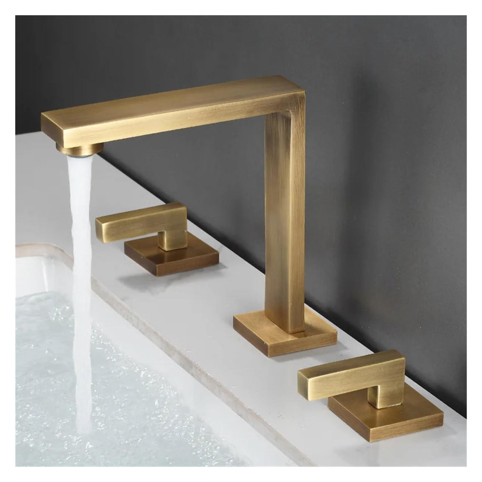 DFGHNBVC Three Hole Basin Faucet Brass Gun Grey Bathroom Faucet Cold And Hot Water Black Mixer Tap,Faucets,D