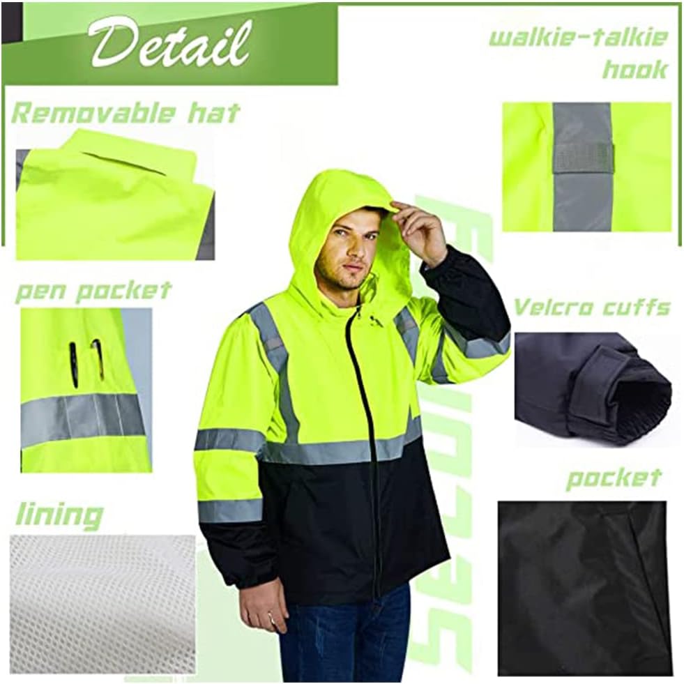YOWESHOP High Visibility Reflective Safety Jacket Reflective Jacket for Men Hi Vis Construction Jackets - Image 3