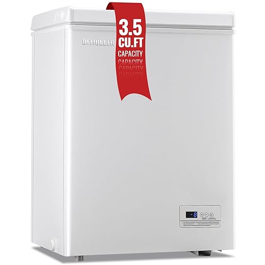 Chest Freezer Small Deep Freeezer with 2 Removable Baskets, Compact Freezer with Digital Control Panel accurate to 1 ℉, Mini Freezer for Homes Garages Basements White