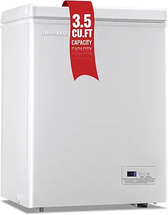 Chest Freezer Small Deep Freeezer with 2 Removable Baskets, Compact Freezer with Digital Control Panel accurate to 1 ℉, Mini Freezer for Homes Garages Basements White