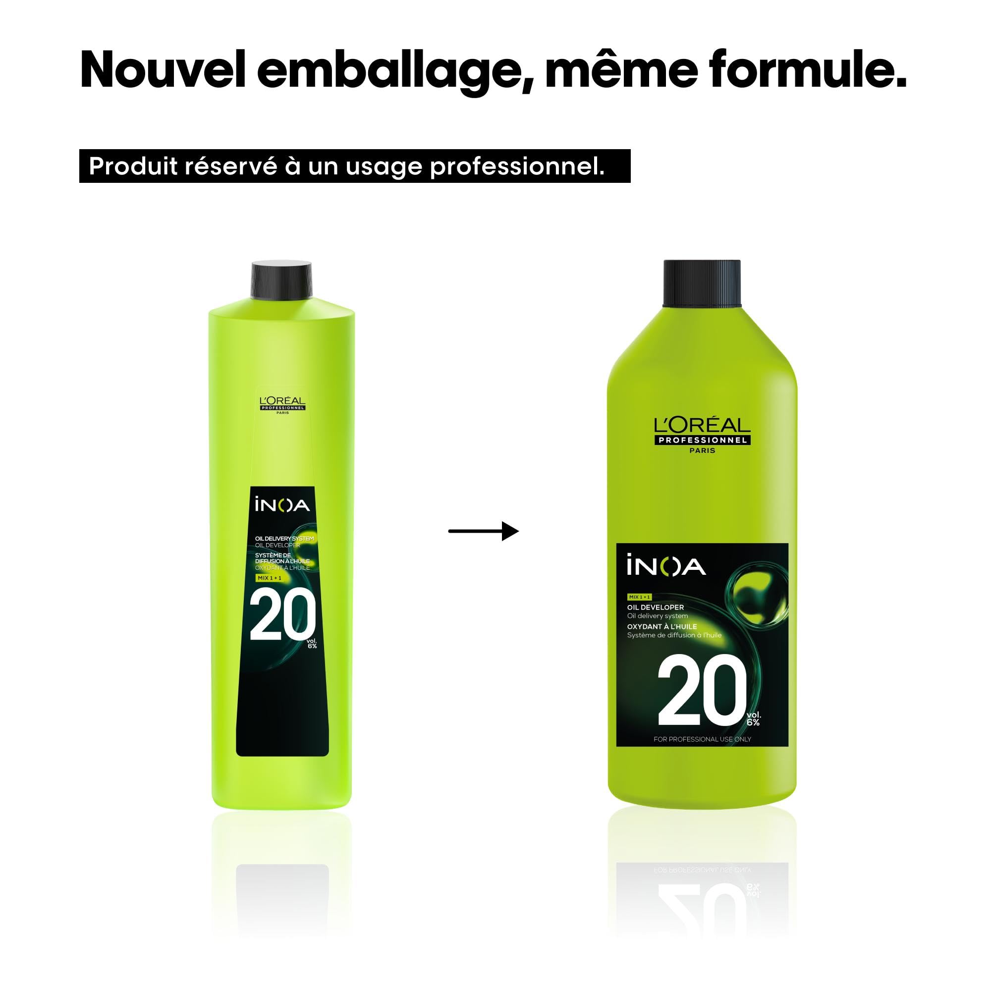 L'OREAL PROFESSIONNEL - Oxydant 20 Volume Crème Riche 6% - À Mélanger Avec les Colorations iNOA - Couvre les Cheveux Blancs & Éclaircit Jusqu'à 2 Tons - iNOA - 1 L