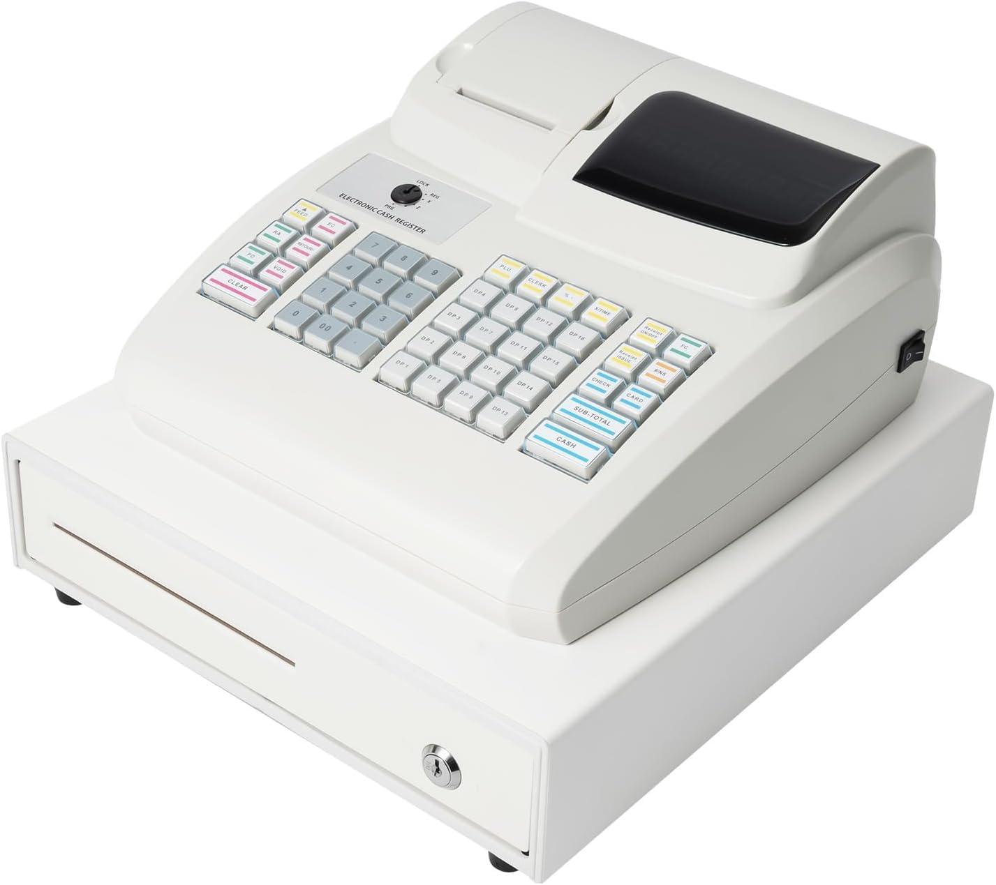 Caja Registradora Electrónica De 47 Teclas, Sistema Tpv Comercial De Acero Inoxidable con Cabezal De Impresión Térmica Y Pantalla Led De 6 Pulgadas para Comercios Minoristas, Restaurantes Y