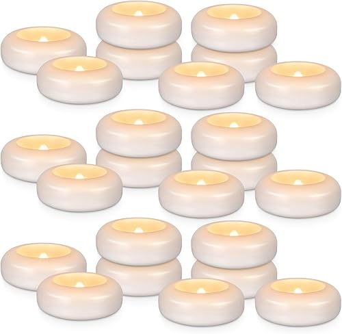 Paquete de 24 velas flotantes de 3 pulgadas activadas por agua, velas LED sin llama de 120 horas, funciona con batería blanca de 120 horas, velas