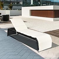 Vista 4 de COSTWAY Silla de ratán para patio, silla reclinable acolchada con respaldo ajustable, jardín y piscina (beige)