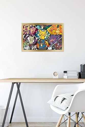 Vista 11 de Trends International Pokémon: Battle Art - Póster de pared grupal, 34 pulgadas de largo x 22.4 pulgadas, versión enmarcada en plata Versión