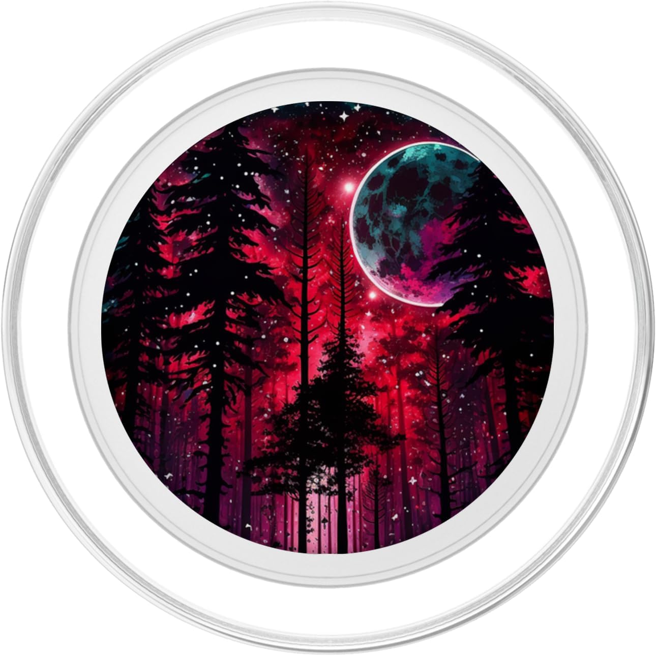 Red Purple Galaxy Moon Forest Stars for Men and Women PopSockets PopGrip for MagSafe