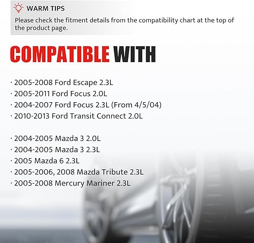 Miniatura 3 de Paquete de Bobina de Encendido y Bujías Compatible con Ford Escape Focus Transit Connect 2.0 2.3 2004 2005 2006 2007 2008 2009 2010 2011, 04 05