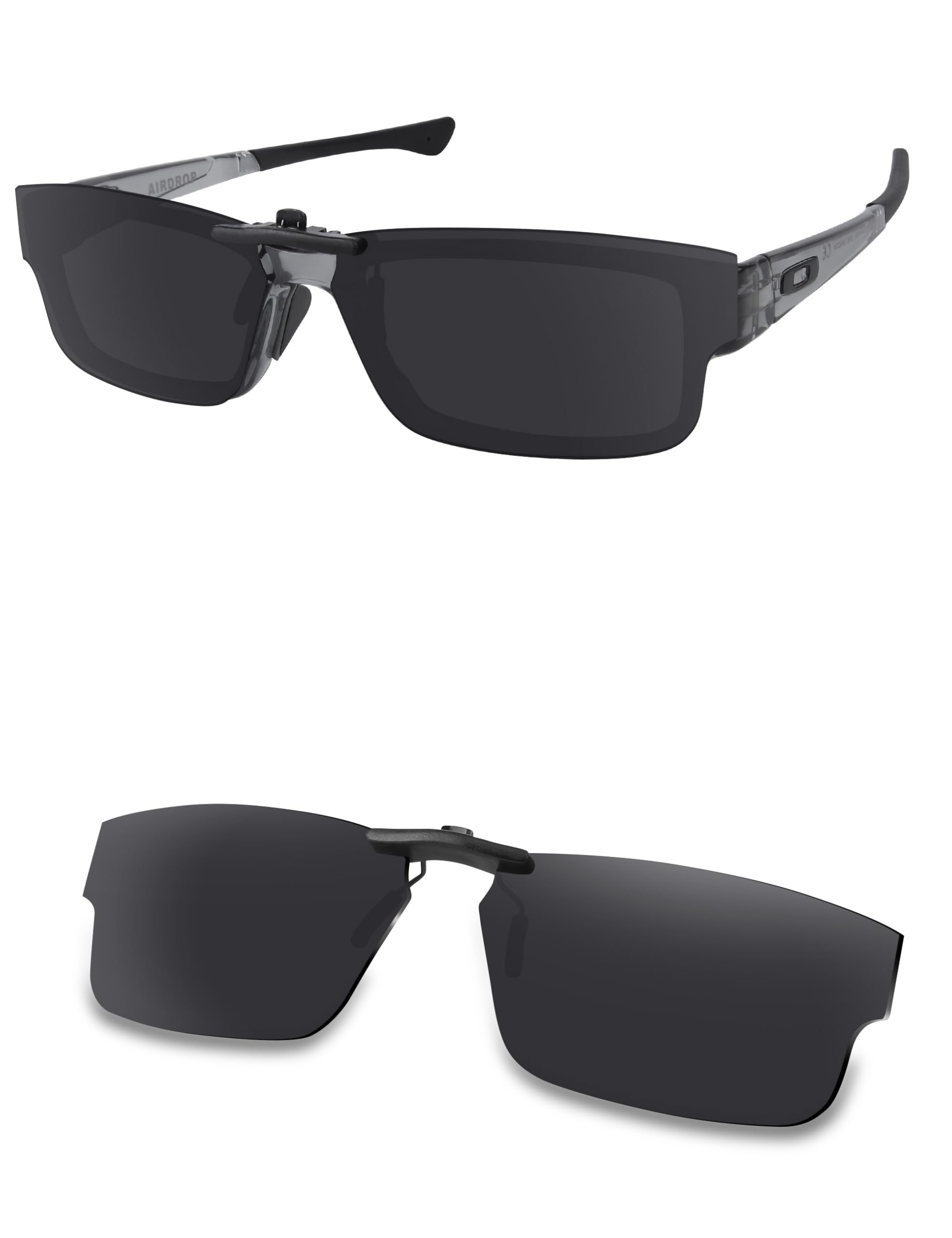 AOZAN Polarized Clip-on Sunglasses for Oakley Airdrop OX8046 55mm, Anti Glare and Scratch Resistant - Onyx Black