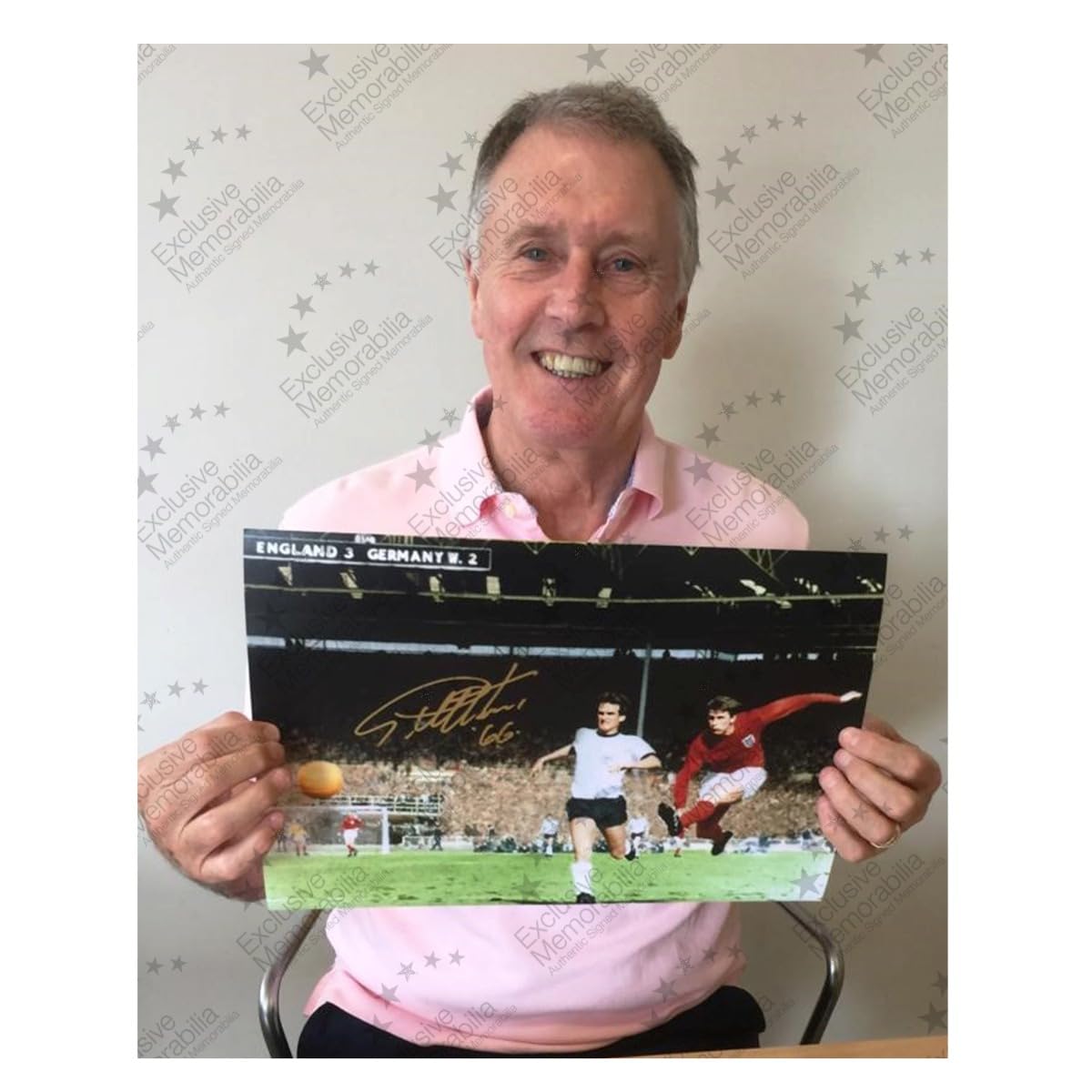 Foto Autografata Da Sir Geoff Hurst - Memorabilia Coppa Del Mondo Inghilterra 1966 Con Certificato Di Autenticità