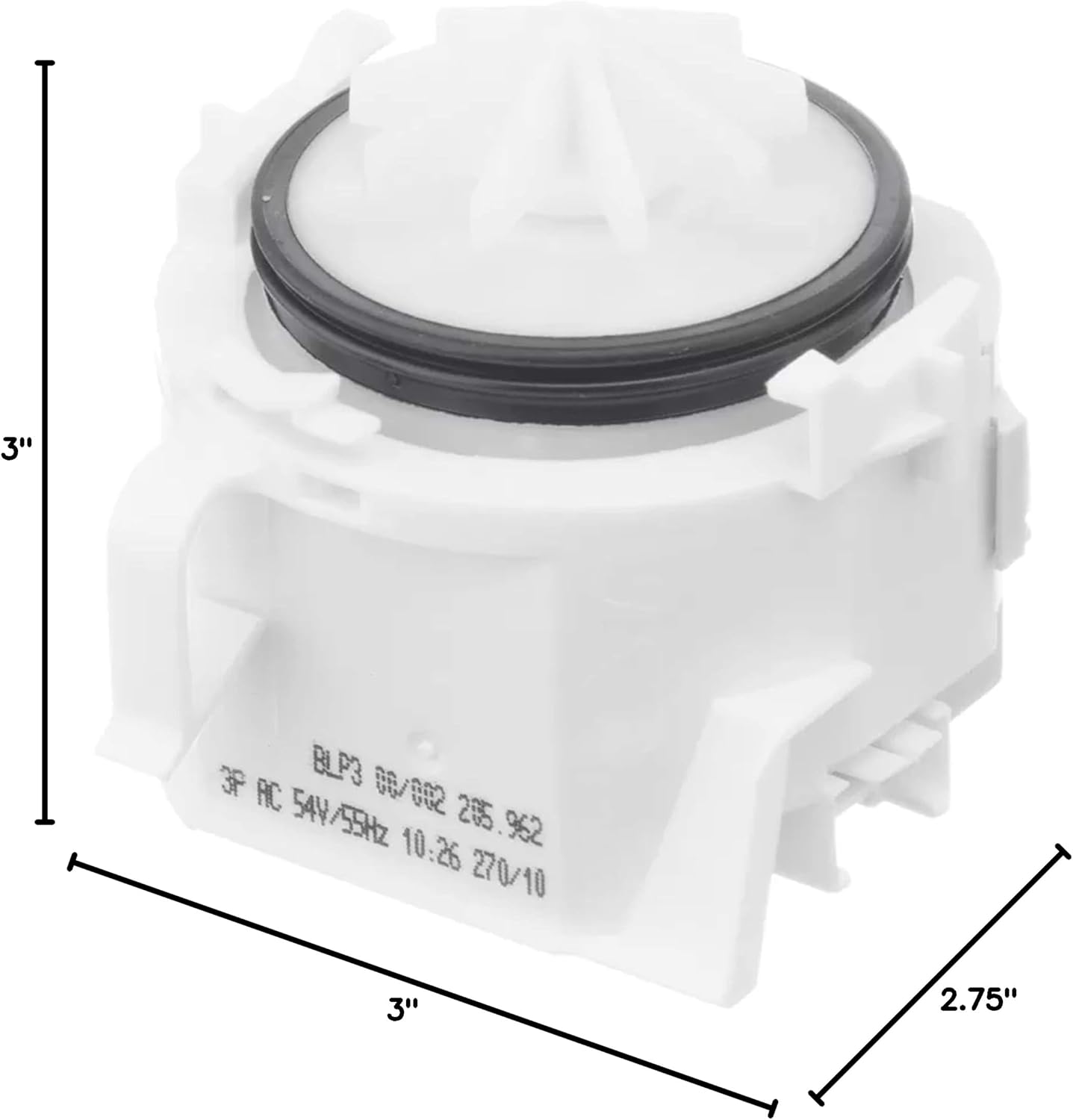 Bosch 00611332 Drain Pump with dimensions labeled