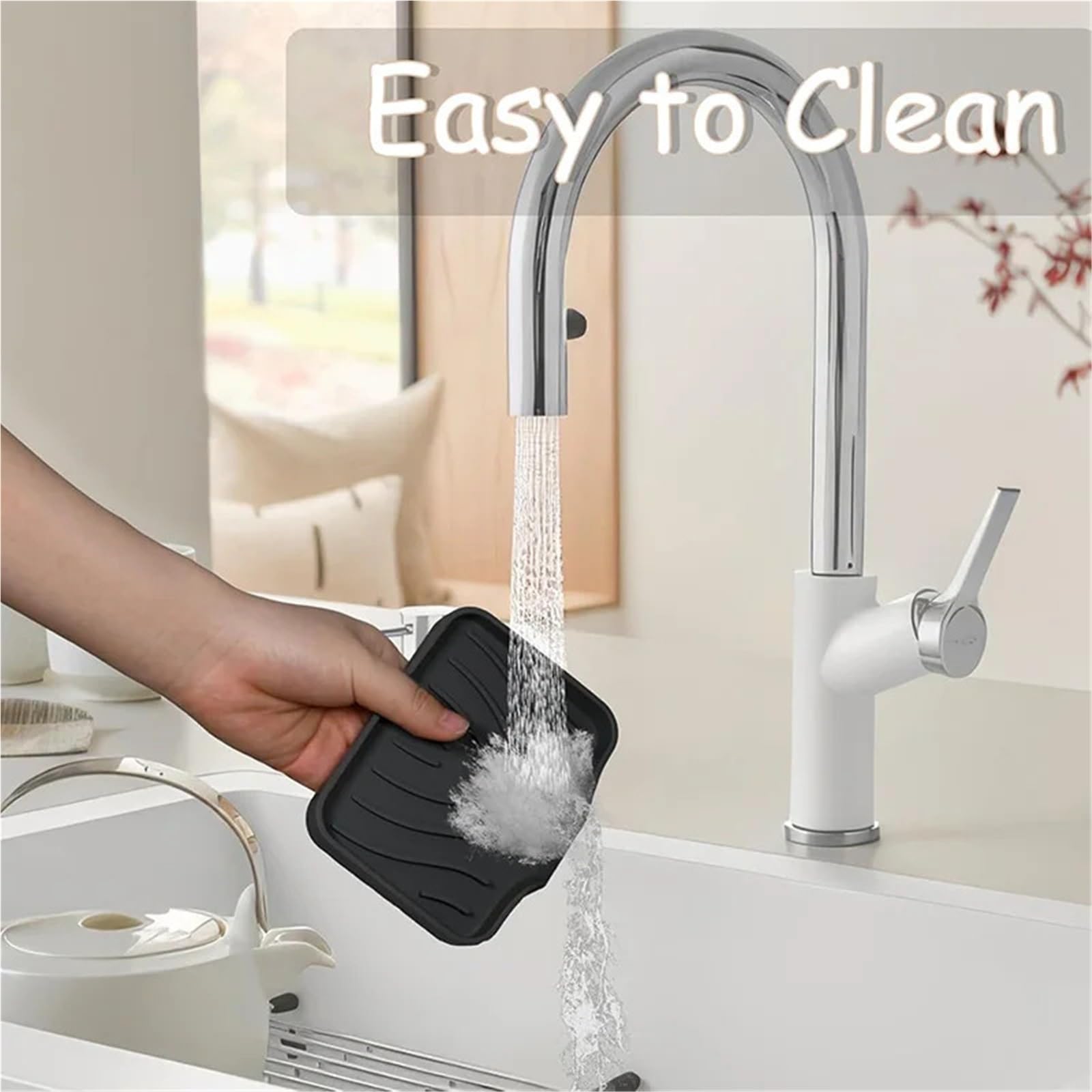 Jabonera Antideslizante, Jabonera de Silicona con Drenaje, Juego Soporte Antideslizante, Ducha, baño, Fregadero Cocina, 2 uds