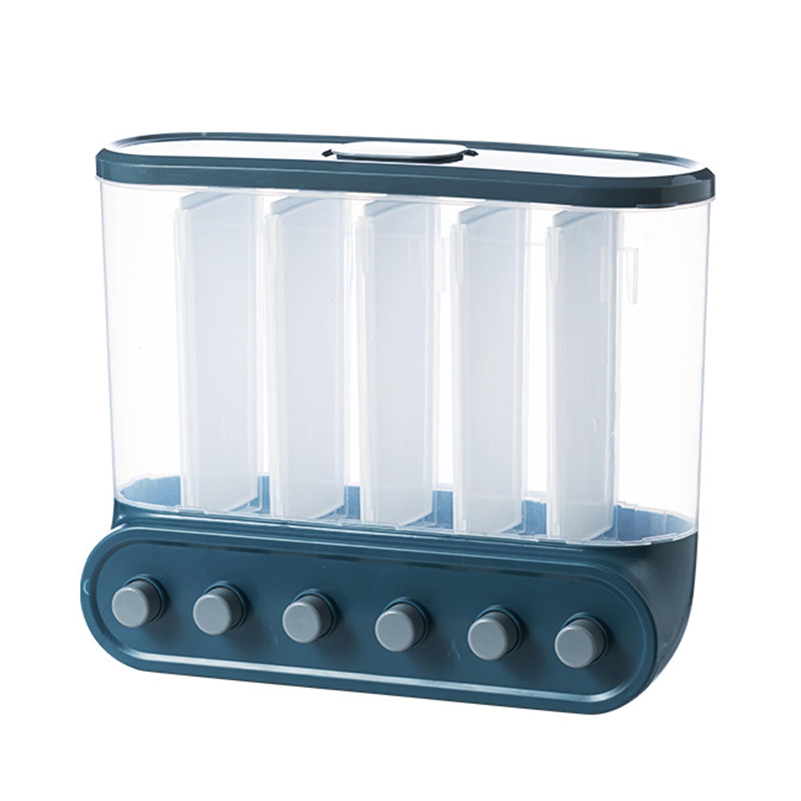 Mekalero 6-Grid Rice Dispenser Food Grain Storage Can Box Sealed Proof Rice Buckets Wall Mounted Kitchen Storage for Tan Dispenser