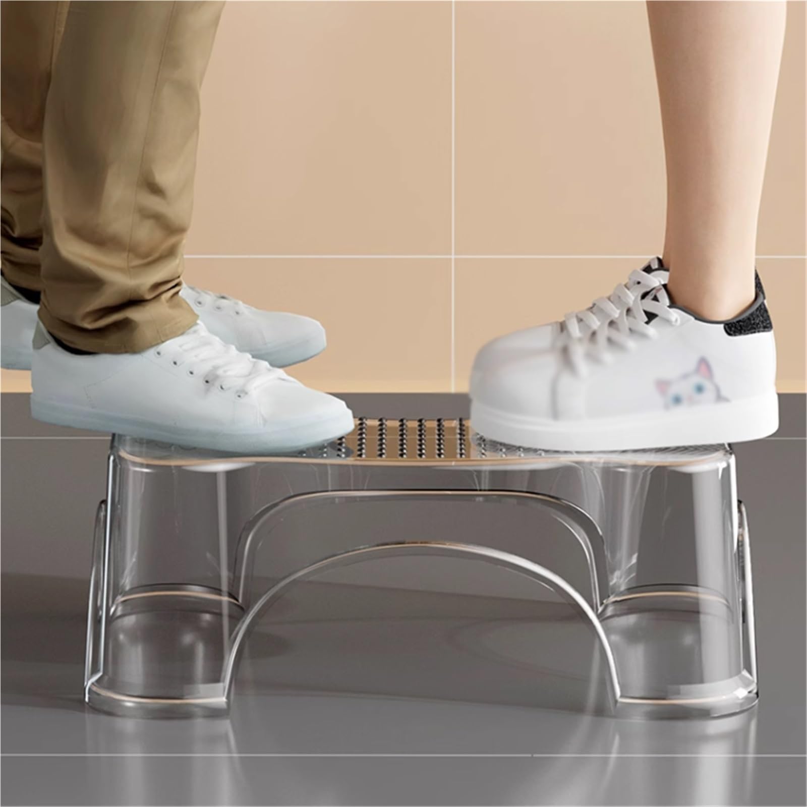 Sgabello vasino for Fare la Cacca, plastica, Sgabello poggiapiedi Trasparente for Bagno, Facile da riporre, Sgabello WC for Adulti Antiscivolo, Quadrato, for Adulti e Bambini(A)