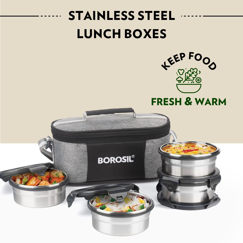 Borosil Stainless Steel Lunch Boxes - Set of 4 -4