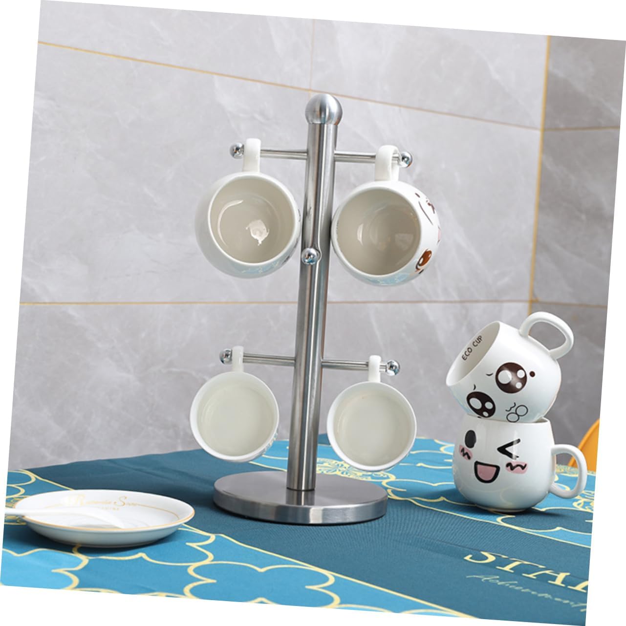 Multi-Functional Mug Holder Rack Stainless Steel Cup Storage Organizer Detachable Shelf for Home Kitchen Use Stylish Display for Coffee Mugs and Glasses