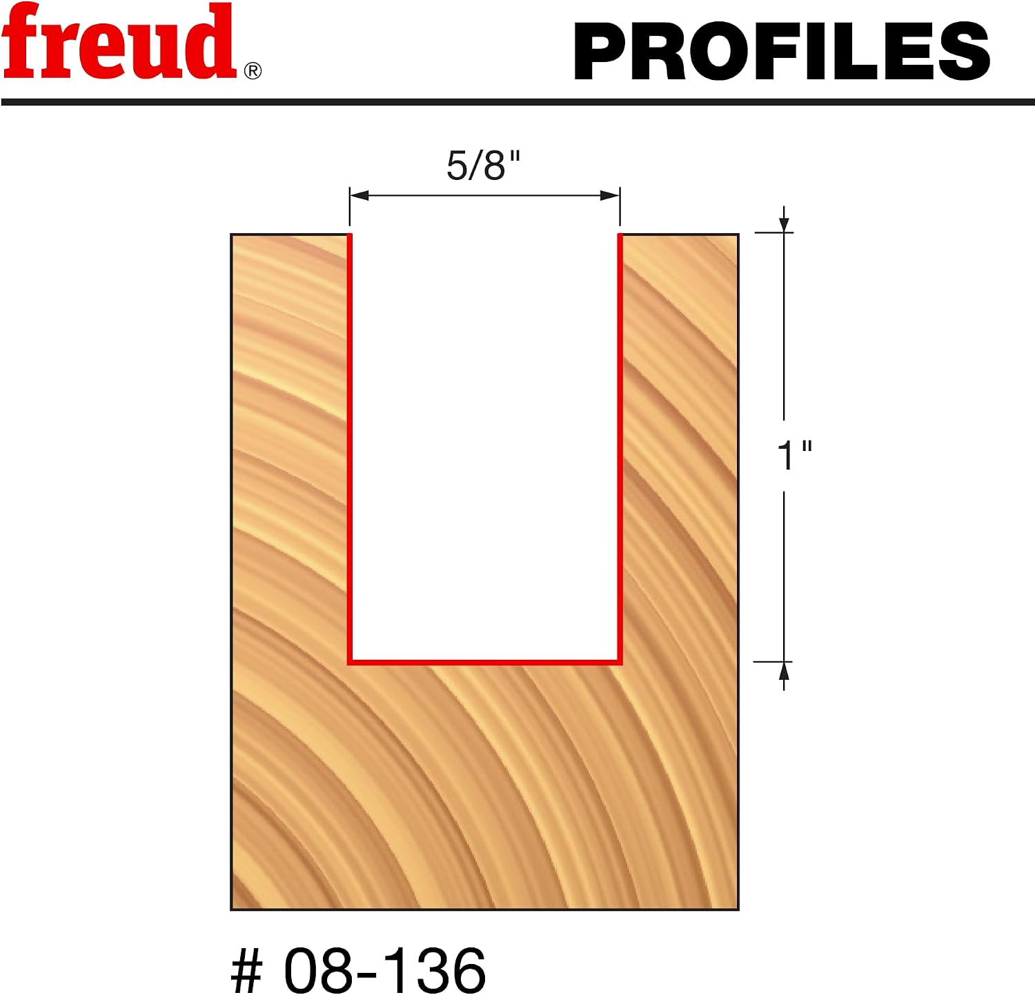 Freud 08-136: 5/8" (Dia.) Double Flute Straight Bit with 3/8" Shank