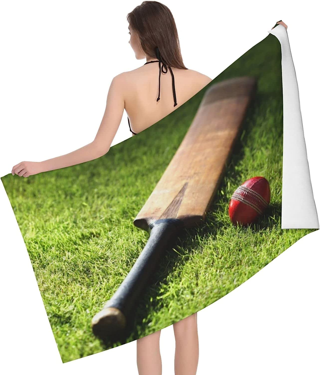 Bentli As Picture Beach Towels,Cricket Bat And Ball,Microfiber Bath Towel Beach Blanket For Swimming,Bath,Travel,Spa,Gym