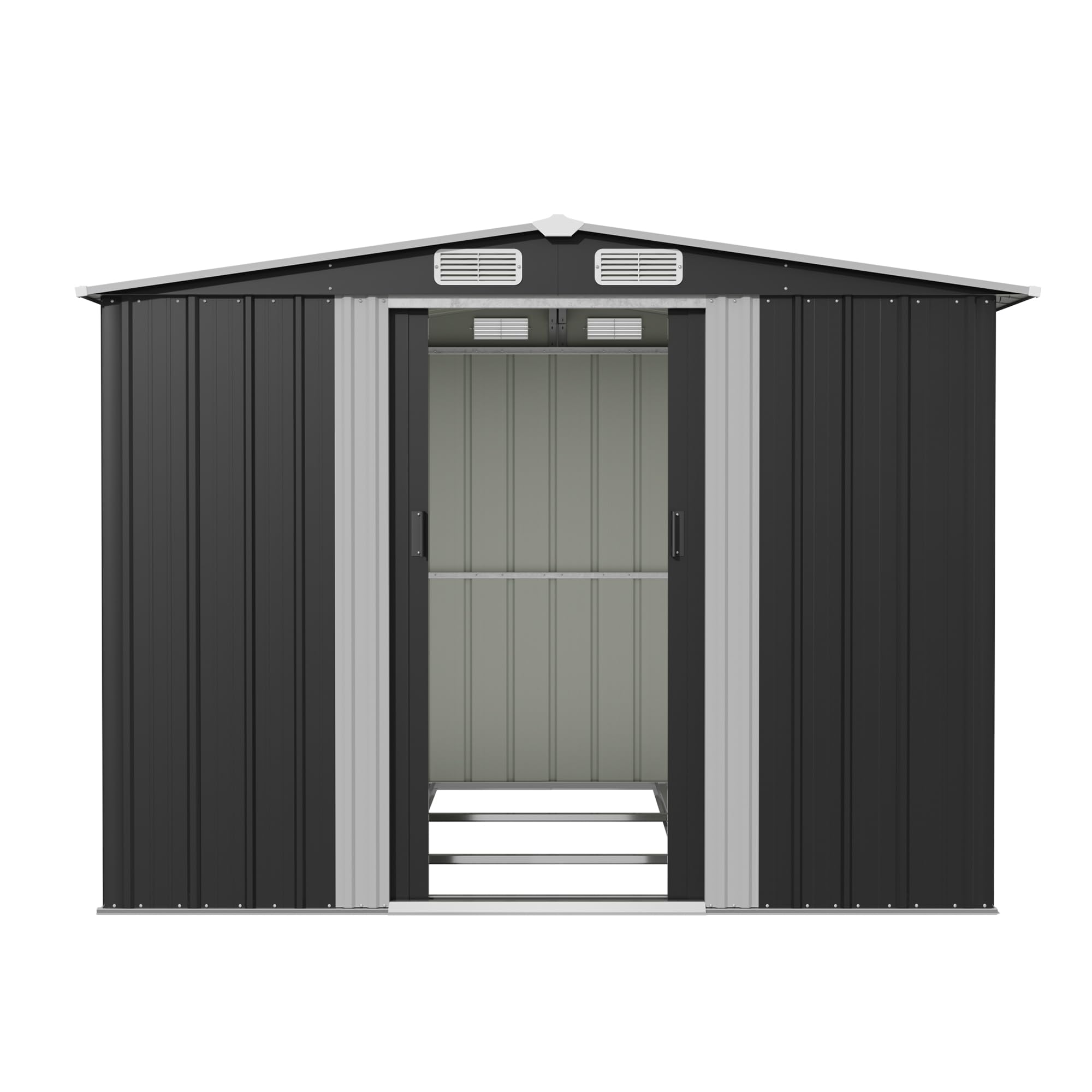Devoko Abri de Jardin 199x234x192cm, Grand Rangement Extérieur pour Outils, Vélos et Poubelles, Toit Penté et Ventilation Inclus, Résistant aux Intempéries, pour Jardin, Terrasse et Pelouse, Noir