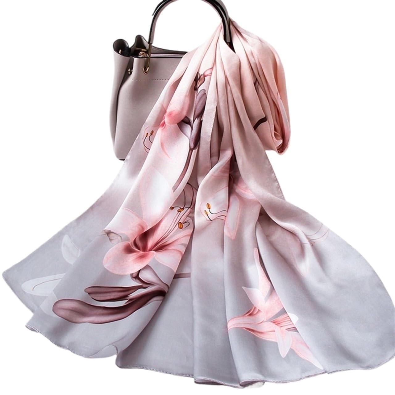 Pañuelo Bufanda larga de seda for mujer, chal satén natural, fina, for primavera, for el cuello, auténtica