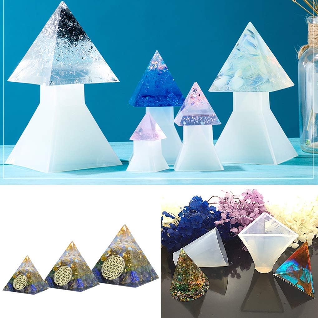 Rolin Rolin 4Pcs Pyramid Resin Molds Diamond Crystal Epoxy Mold Multi-Faceted Silicone Casting Mould DIY Jewelry Reusable Moulds Craft Art Making for Home Decoration
