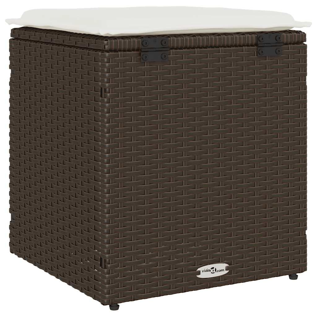 Taboret ogrodowy z poduszką 2 szt. Brązowy 40 x 40 x 43 cm Poly