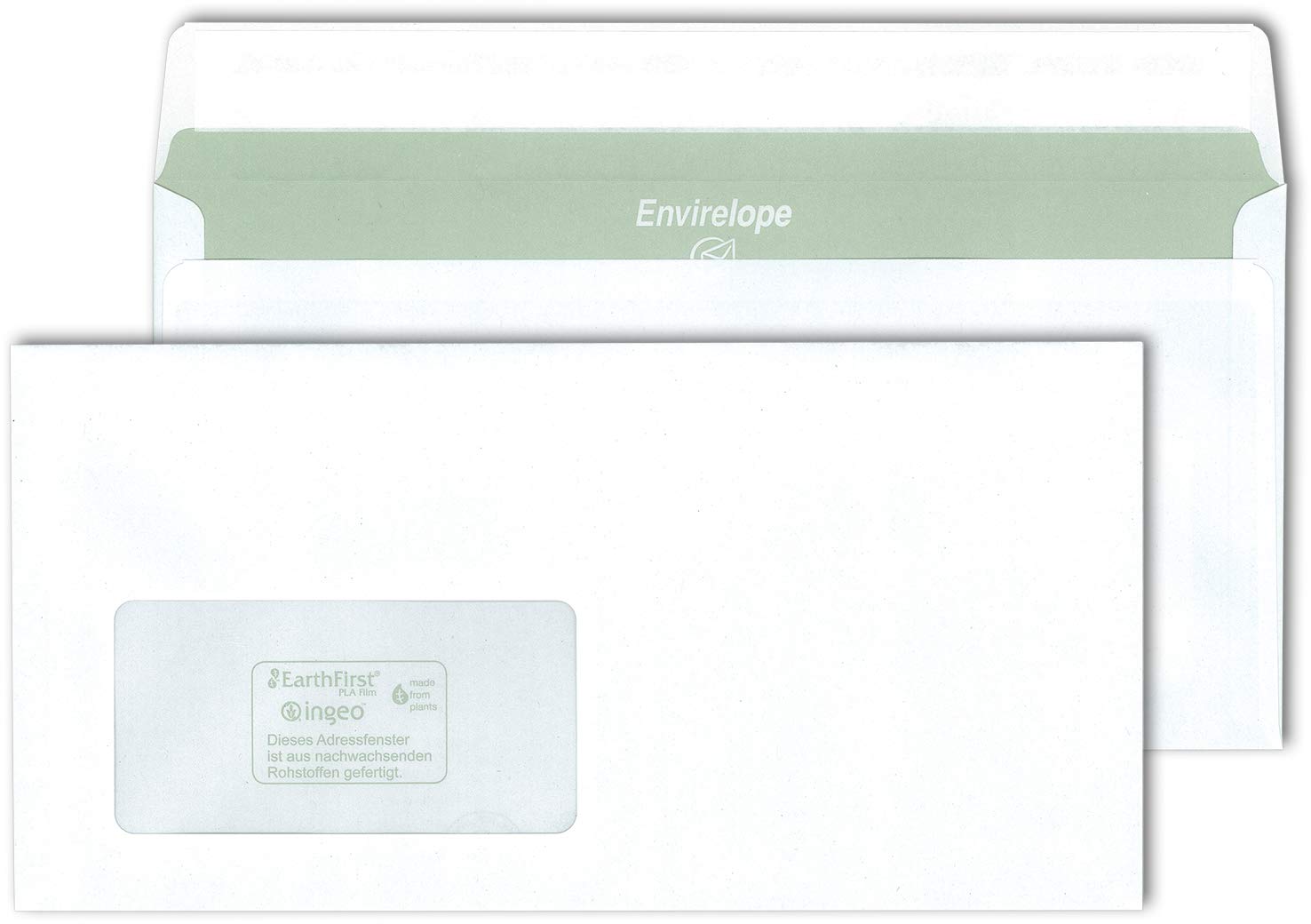 Briefhüllen DIN Lang haftklebend Recycling weiß 80 g/m² CO2-neutral mit Fenster