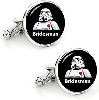 Kooer Classic Wedding Cufflinks Personalized Star Cuff Links Jewelry Gift for Groom Best Man Groomsman Bridesman
