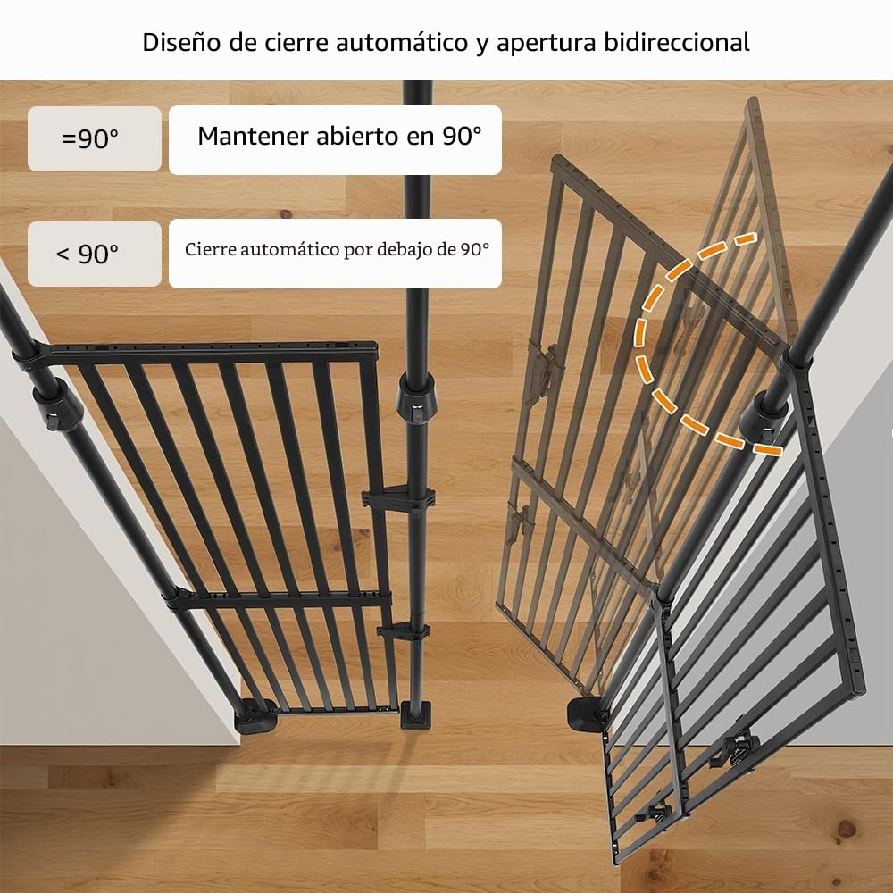 unipaws Puerta extra alta para gatos de 75 pulgadas de alto, cierre automático y sin perforaciones, puerta de seguridad para puerta, pasillo, escaleras, a prueba de perros y gatos, apto para apertura